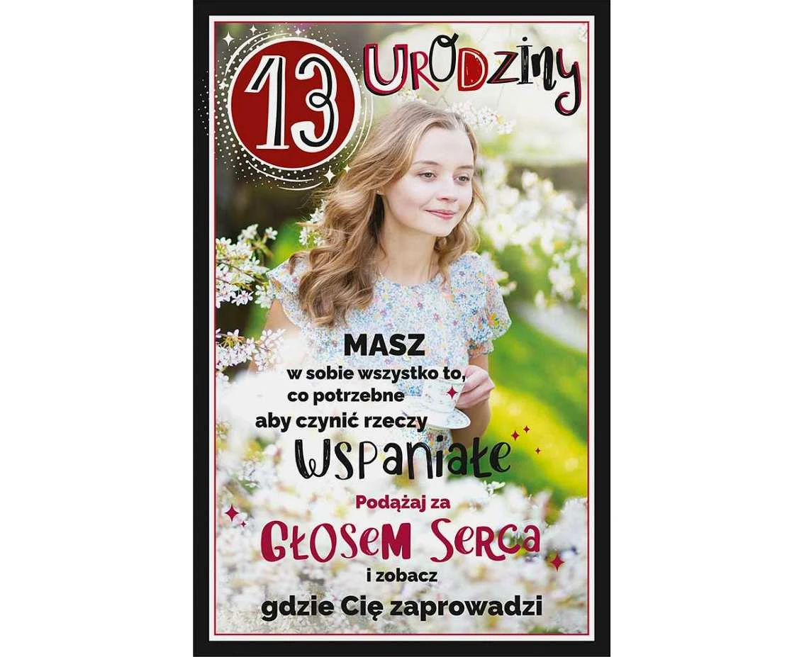 Birthday Card 13th Birthday, Girl, flowers, 13x20,5 cm
